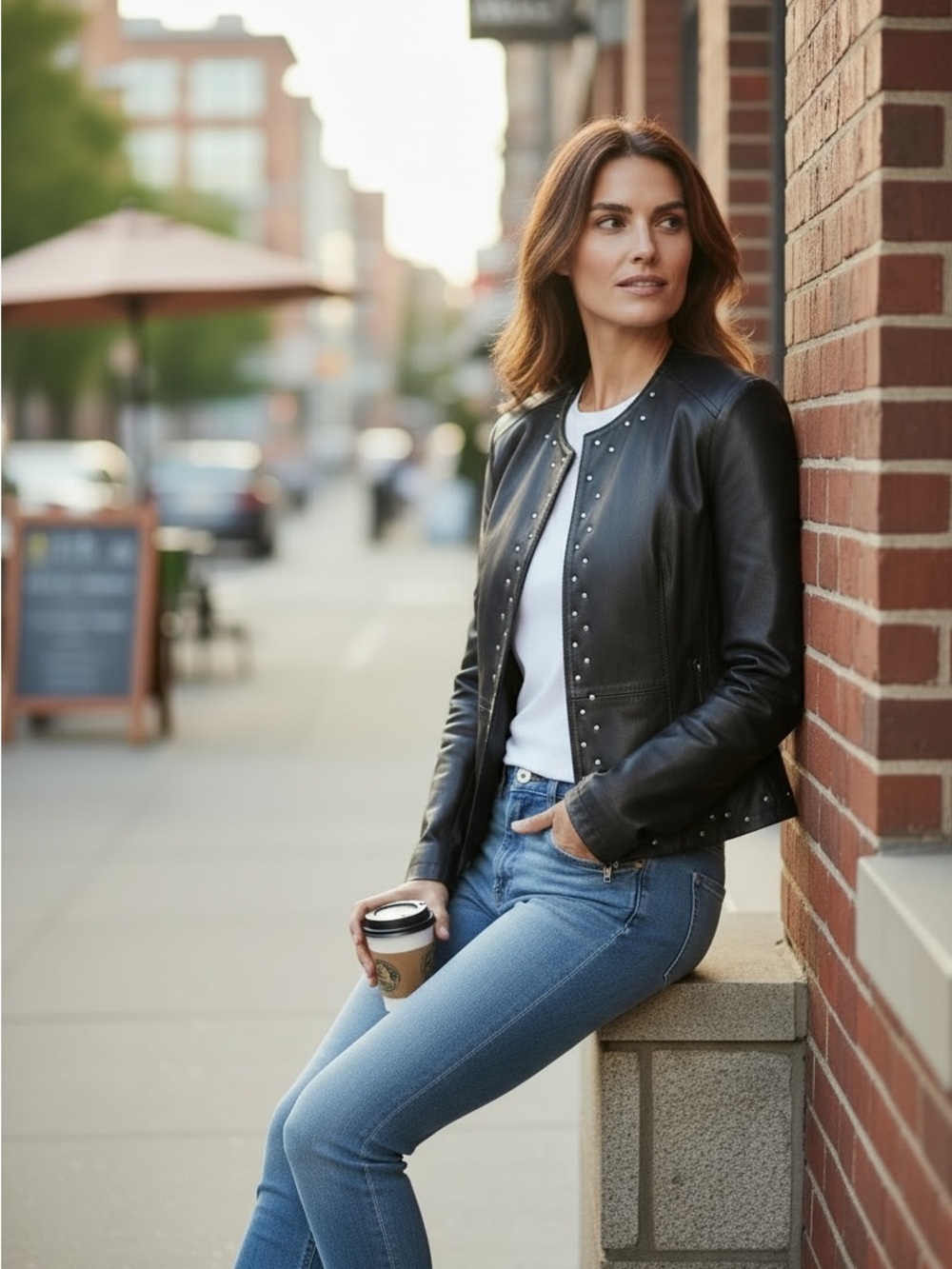 Venee New York Vintage Studded Leather Jacket - Size Medium - Moto Chic - Picture 3 of 11